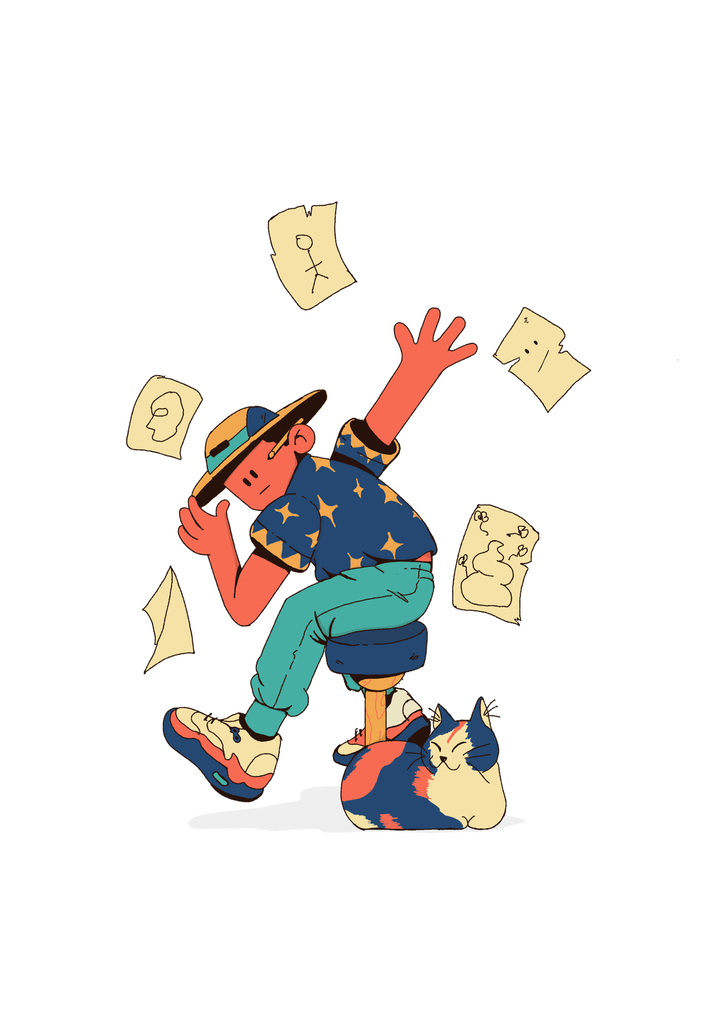 Colorful character illustration by Adrián Balastegui