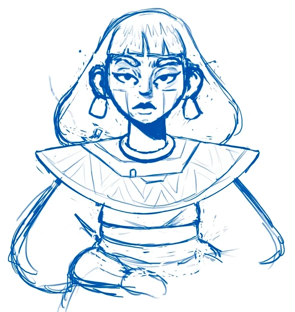 Initial sketch for a female science-fiction character